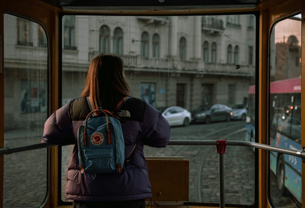 A female college student travelling