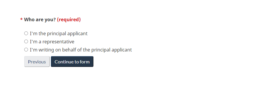 A screenshot of questions to answer when filling out Canada student visa withdrawal application form