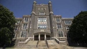 Front view of Central Technical School in Toronto, Ontario
